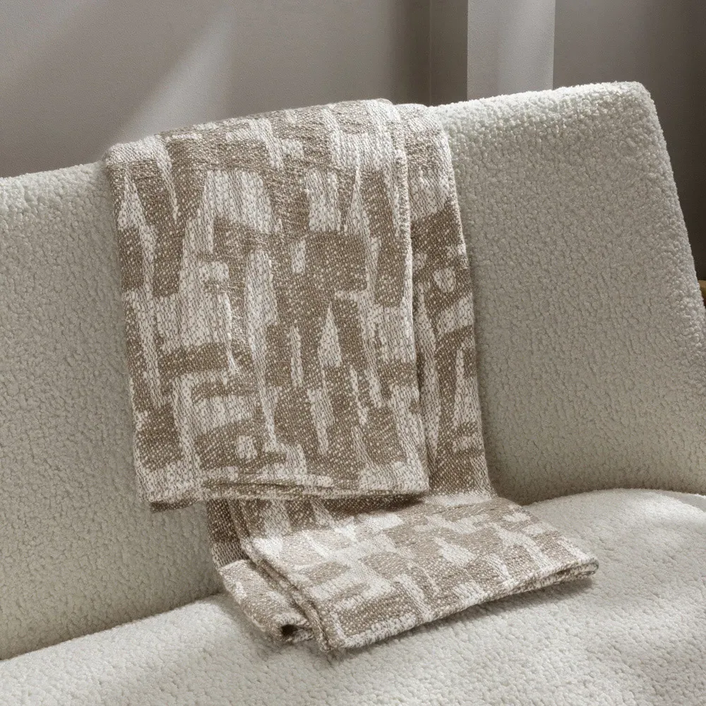 Ola Jacquard Throw - Taupe, Cotton