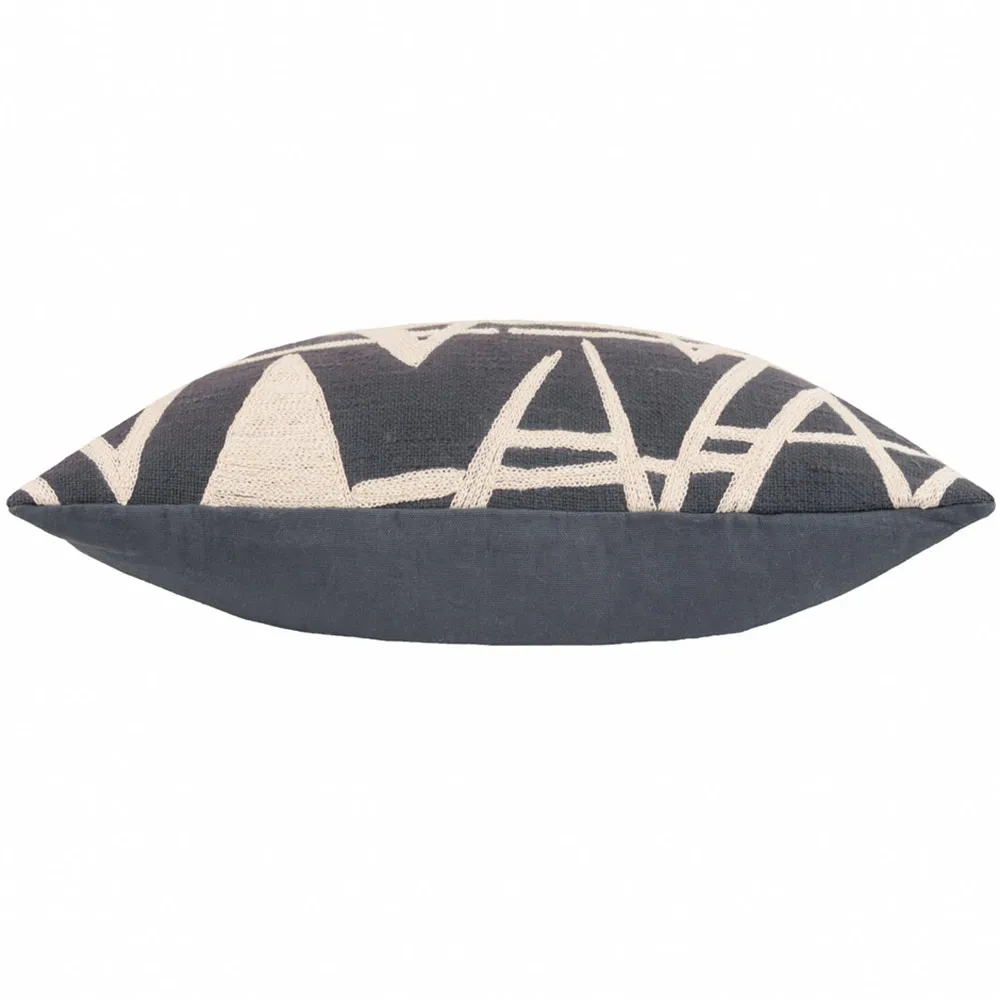 Vannes Dusk Embroidered Cushion - Grey, Cotton
