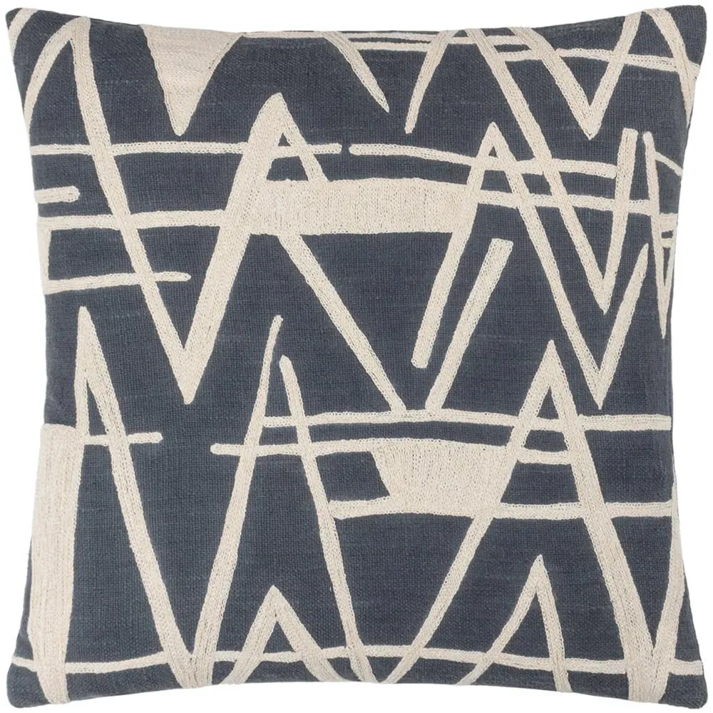 Vannes Dusk Embroidered Cushion - Grey, Cotton image