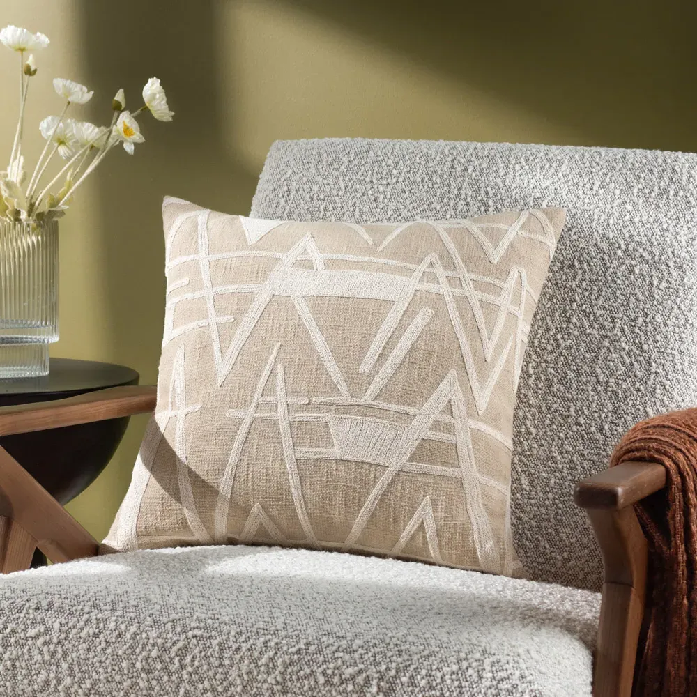 Vannes Tofu Embroidered Cushion - Cotton