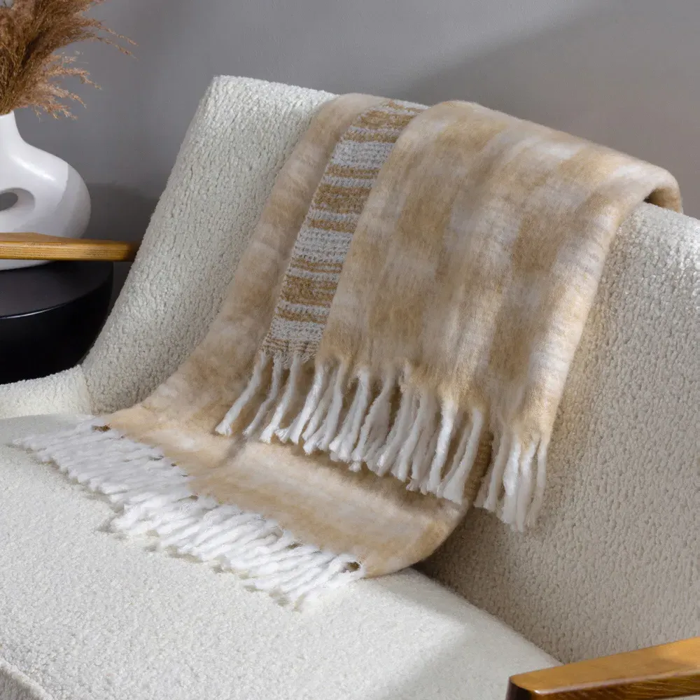 Varley Faux Mohair Throw - Caramel