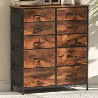 10 Drawer Fabric Chest of Drawers - Brown
