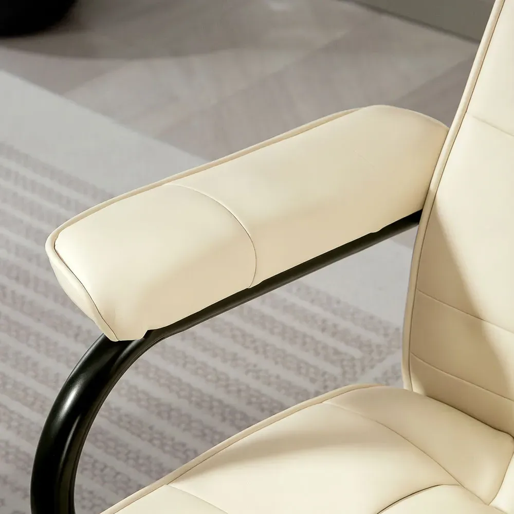 10 Point Vibration Massage Recliner Chair with Ottoman - Cream