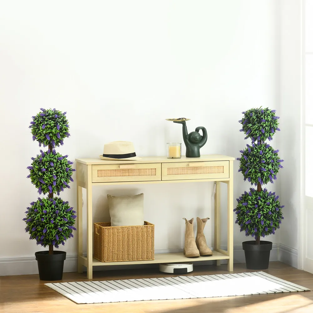 110cm Lavender Ball Tree Artificial Plants 2 Pack - Green