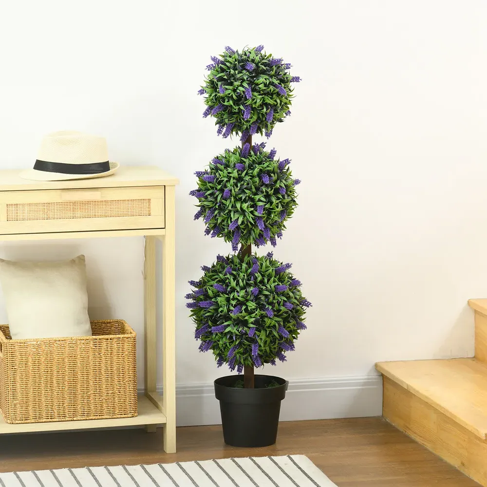 110cm Lavender Ball Tree Artificial Plants 2 Pack - Green