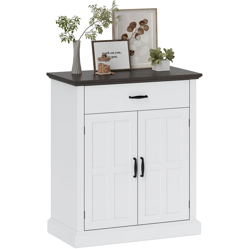 2 Barn Door Sideboard Storage Cabinet - White