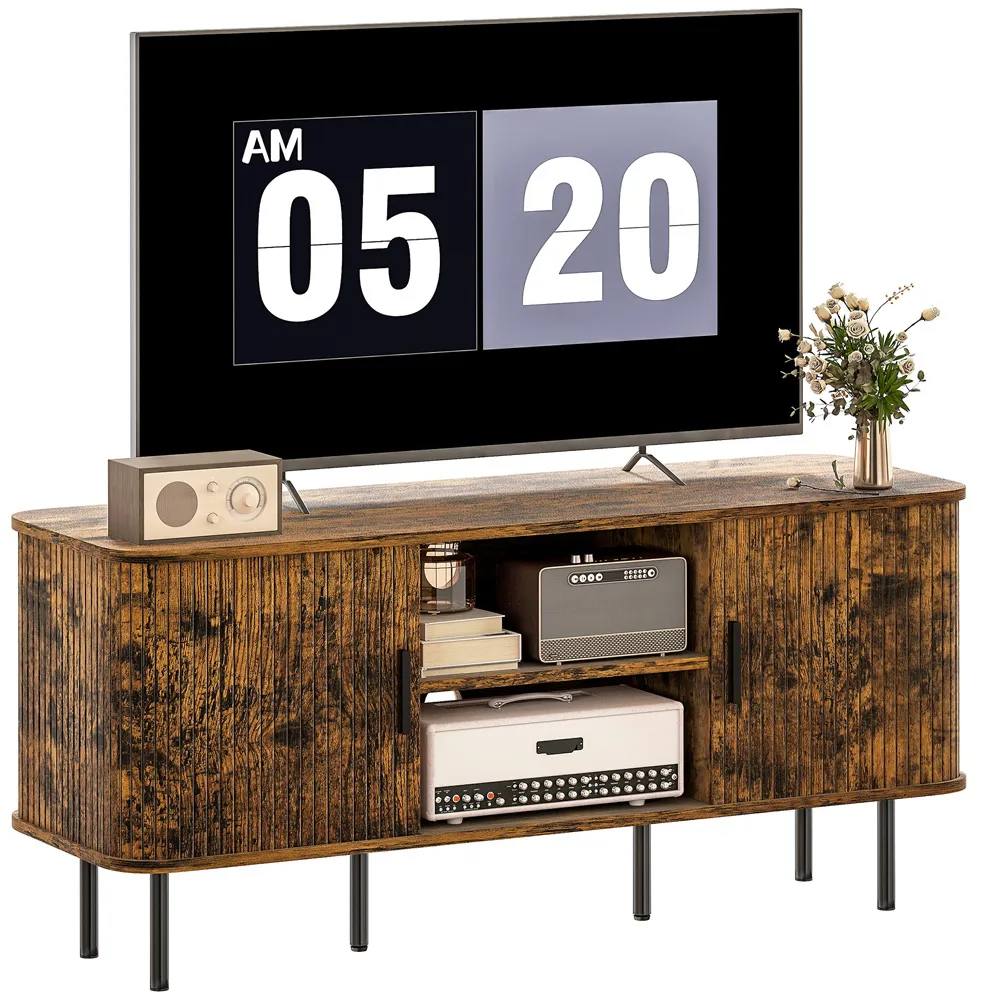 2 Door 2 Shelf TV Unit with Storage - Brown