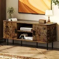 2 Door 2 Shelf TV Unit with Storage - Brown