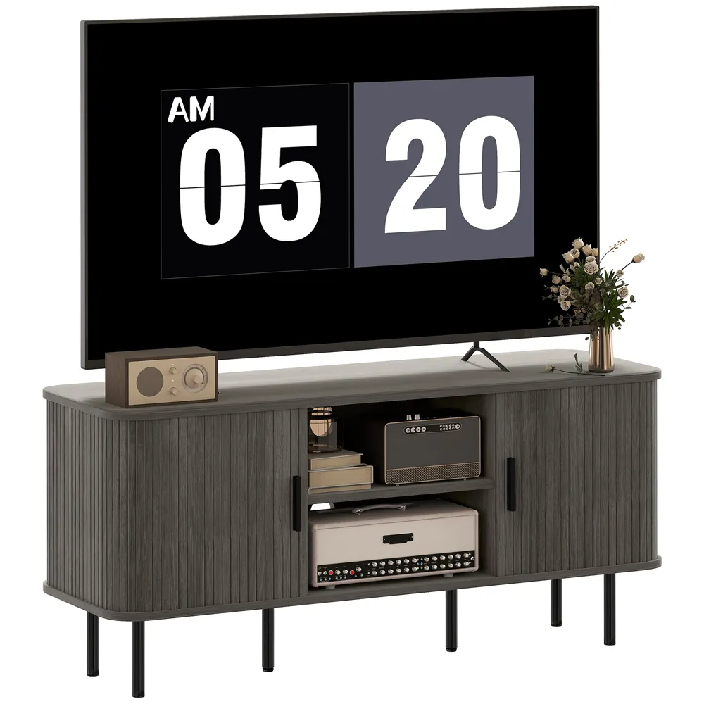2 Door 2 Shelf TV Unit with Storage - Grey