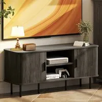 2 Door 2 Shelf TV Unit with Storage - Grey