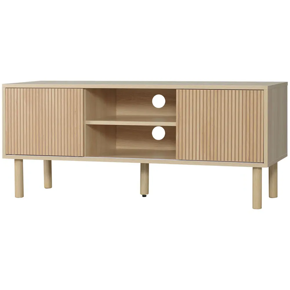 2 Door 2 Shelf TV Unit with Storage - Natural