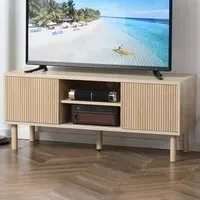 2 Door 2 Shelf TV Unit with Storage - Natural
