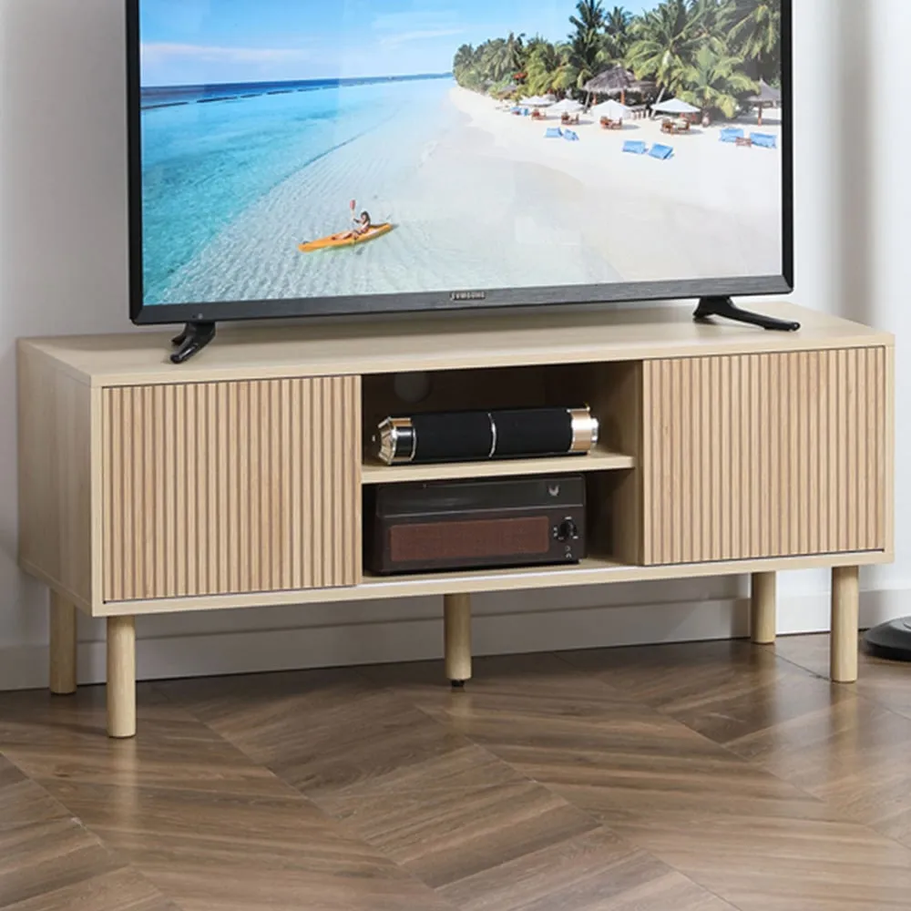 2 Door 2 Shelf TV Unit with Storage - Natural image