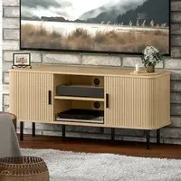 2 Door 2 Shelf TV Unit with Storage - Oak