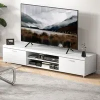 2 Door 2 Shelf TV Unit with Storage - White
