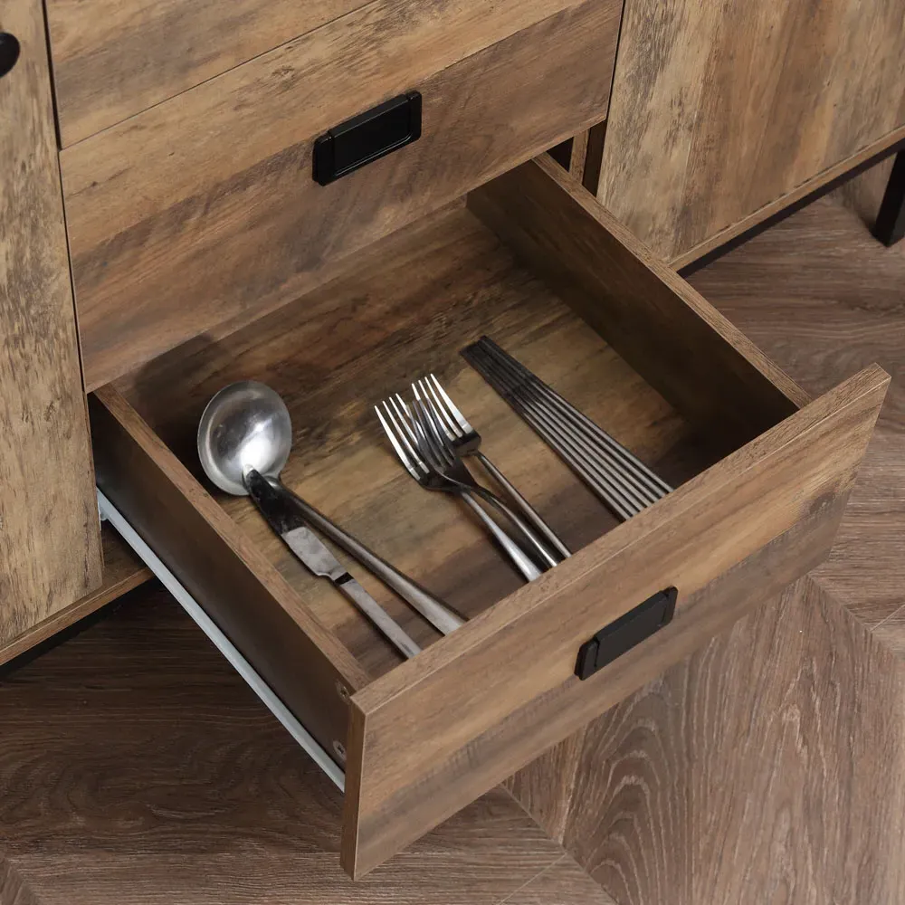 2 Door 3 Drawer Sideboard - Brown