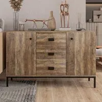 2 Door 3 Drawer Sideboard - Brown