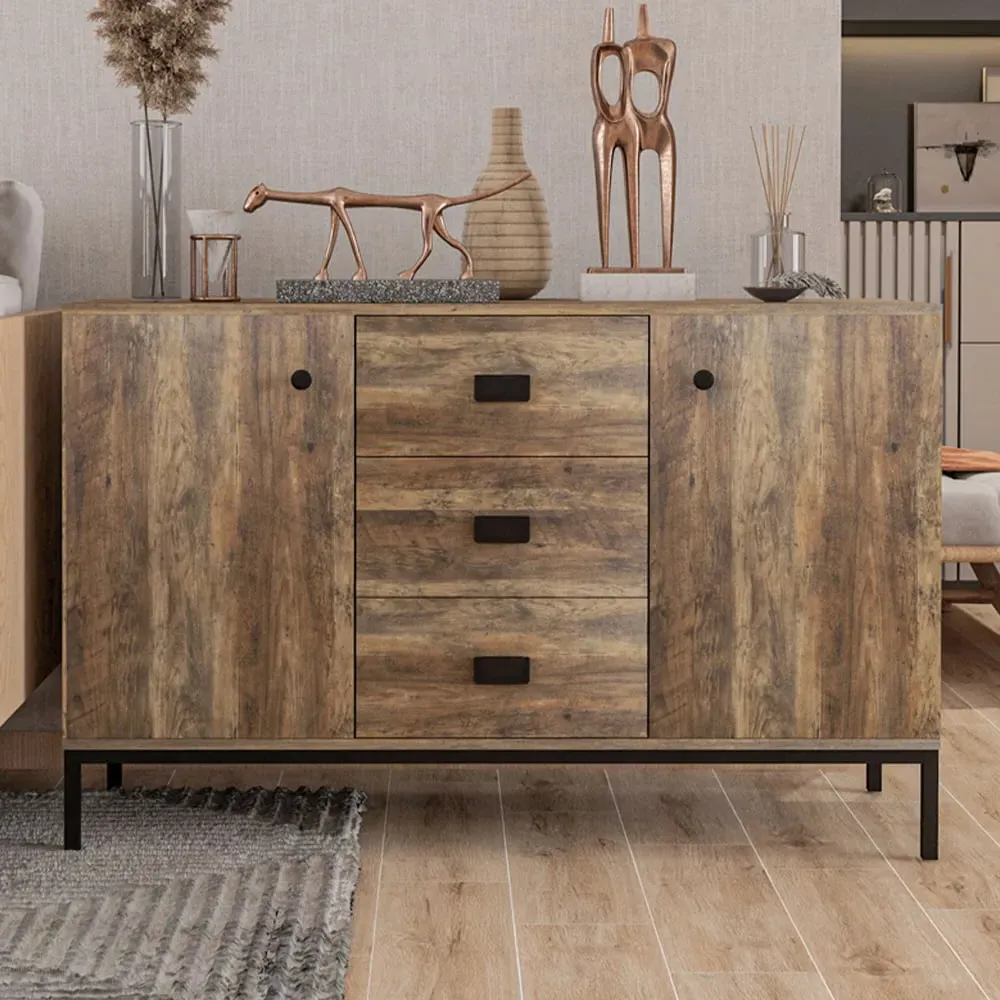 2 Door 3 Drawer Sideboard - Brown image