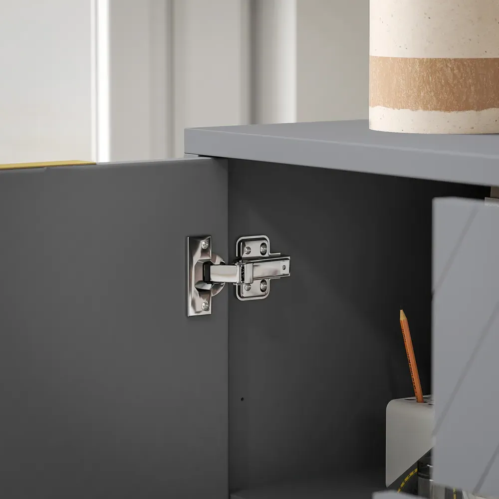 2 Door 3 Drawer Storage Cabinet with Adjustable Shelf - Grey