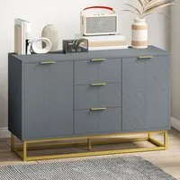 2 Door 3 Drawer Storage Cabinet with Adjustable Shelf - Grey