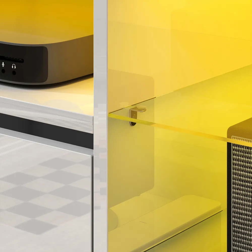 2 Door 4 Shelf TV Unit with LED Lights - White