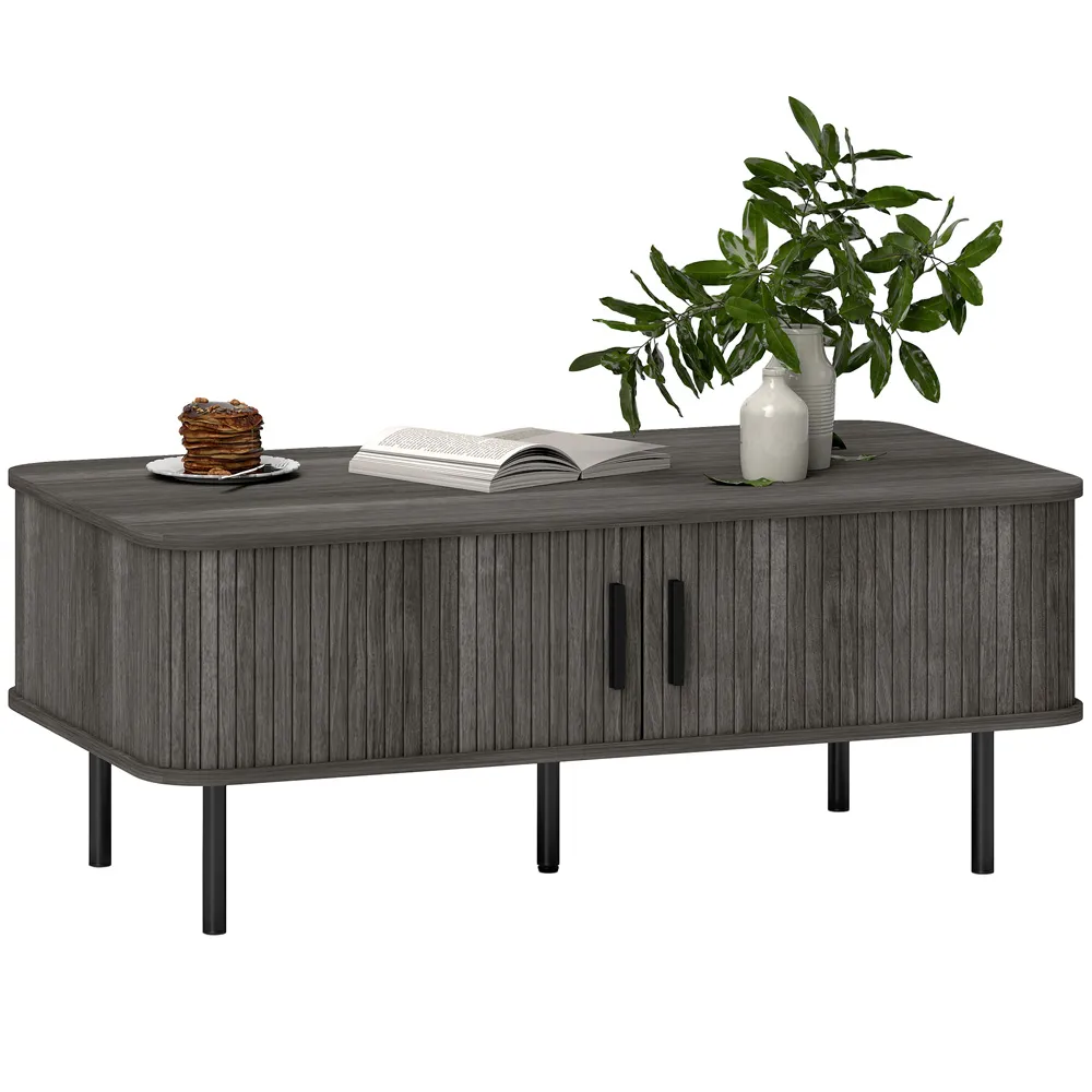 2 Door Coffee Table with Sliding Doors - Grey