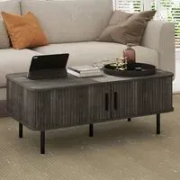 2 Door Coffee Table with Sliding Doors - Grey