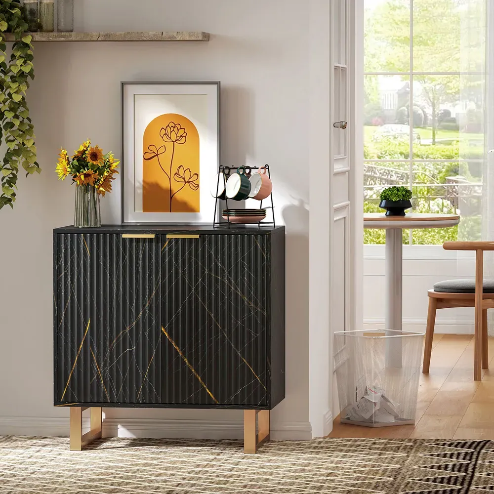 2 Door Sideboard with Adjustable Shelf - Black