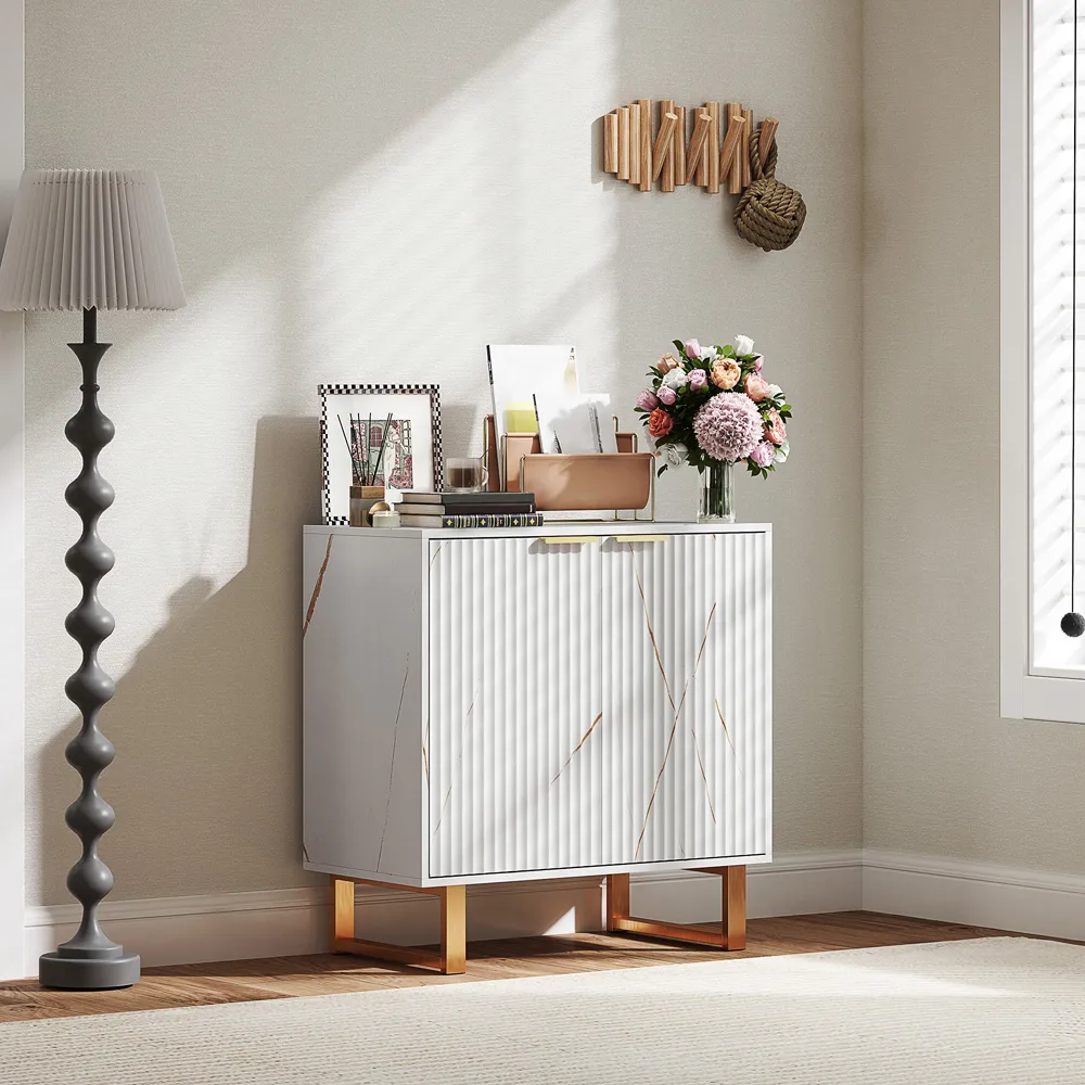 2 Door Sideboard with Adjustable Shelf - White