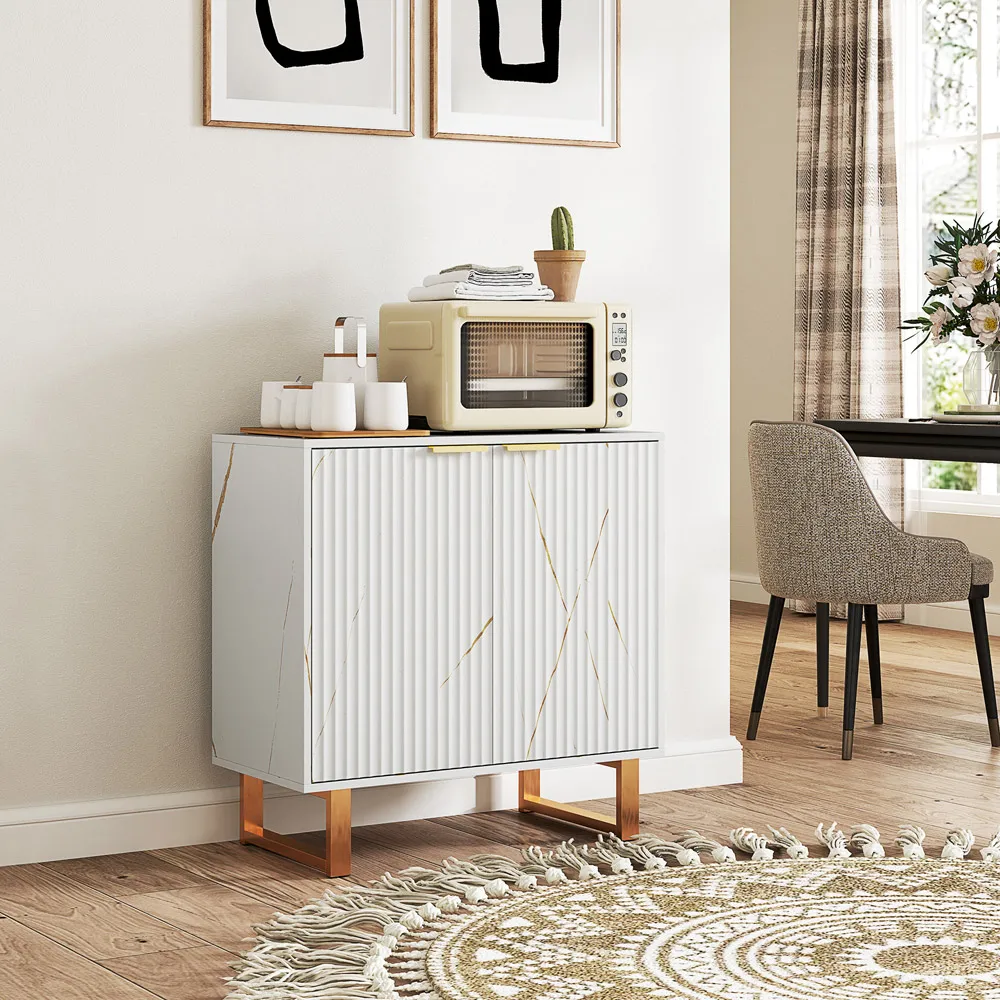 2 Door Sideboard with Adjustable Shelf - White