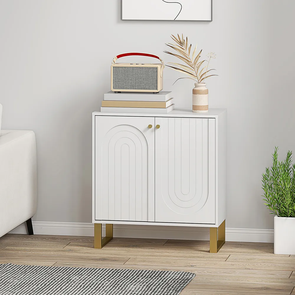 2 Door Sideboard with Adjustable Shelf - White