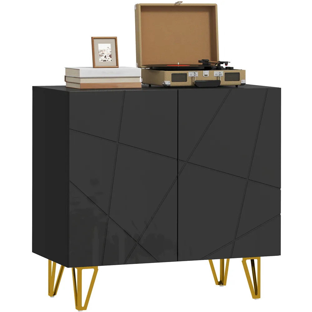 2 Door Storage Cabinet with Adjustable Shelf - Black