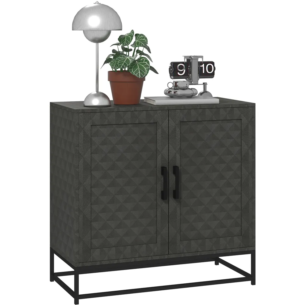 2 Door Storage Cabinet with Adjustable Shelf - Grey