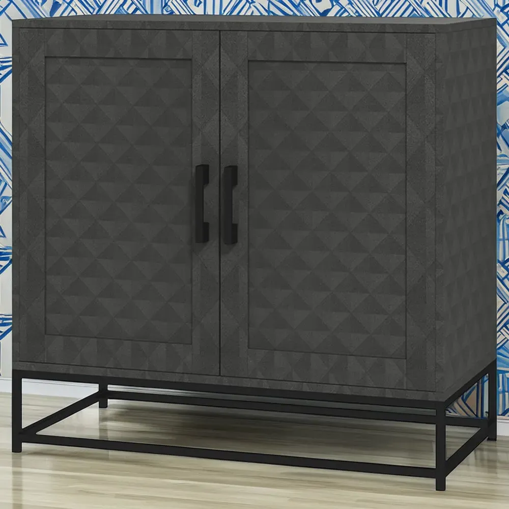 2 Door Storage Cabinet with Adjustable Shelf - Grey image
