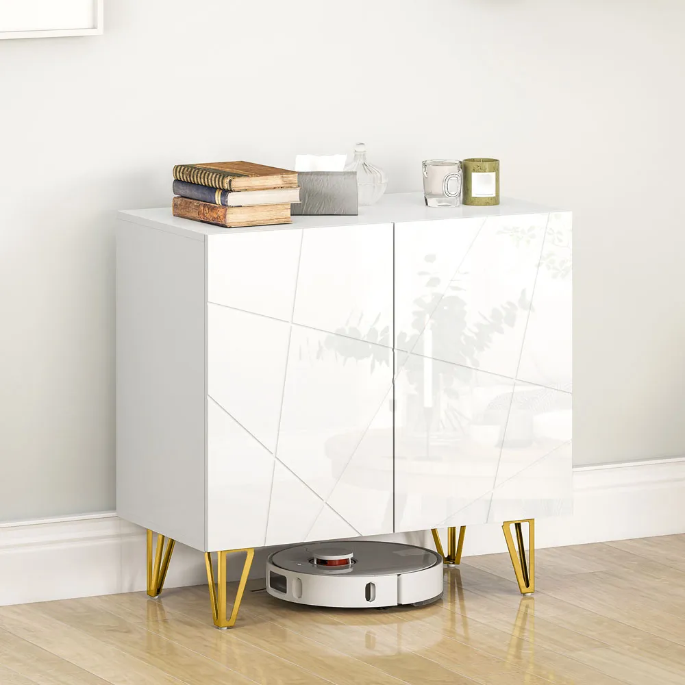 2 Door Storage Cabinet with Adjustable Shelf - White