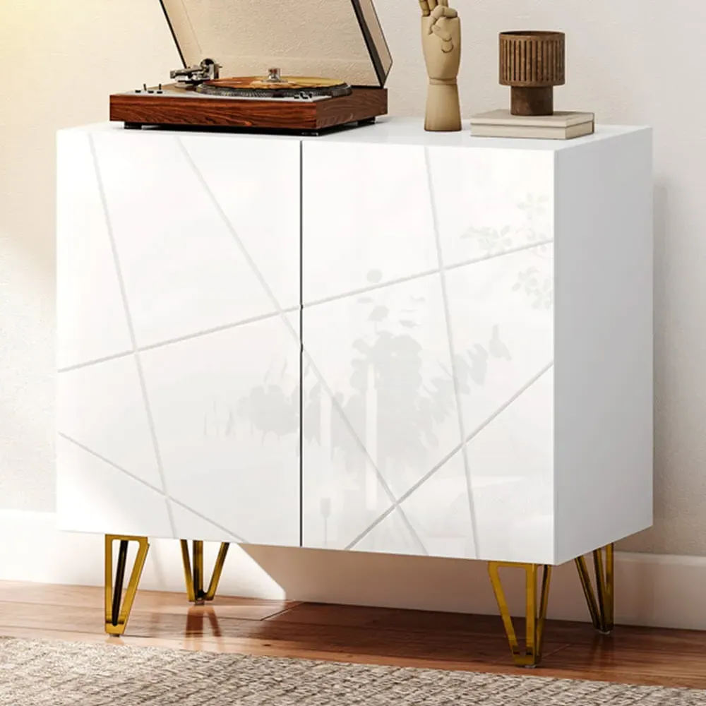 2 Door Storage Cabinet with Adjustable Shelf - White