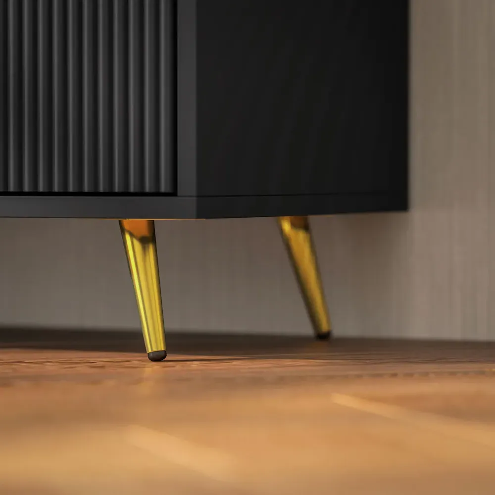 2 Door TV Stand Cabinet with Storage - Black