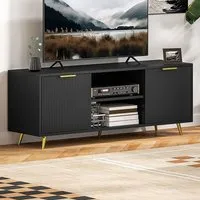 2 Door TV Stand Cabinet with Storage - Black