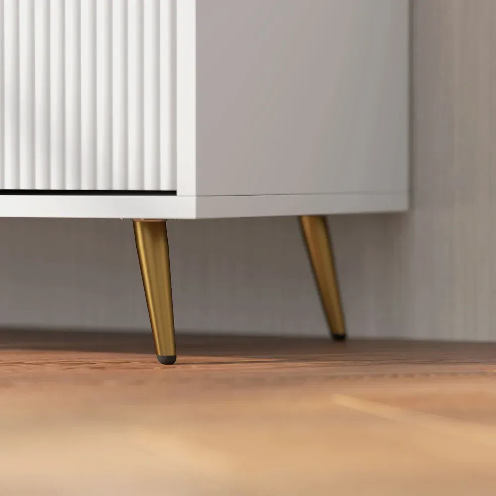 2 Door TV Stand Cabinet with Storage - White