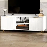 2 Door TV Stand Cabinet with Storage - White