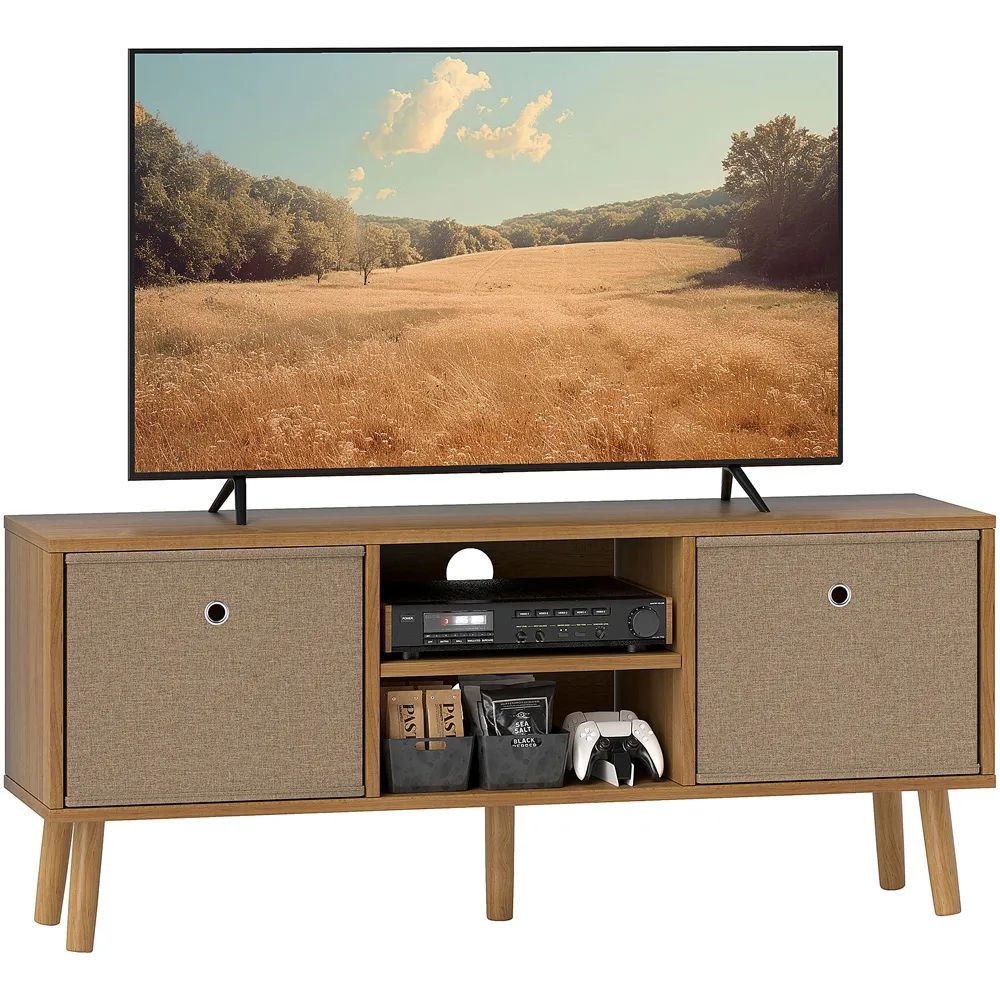2 Drawer 2 Shelf TV Cabinet - Brown