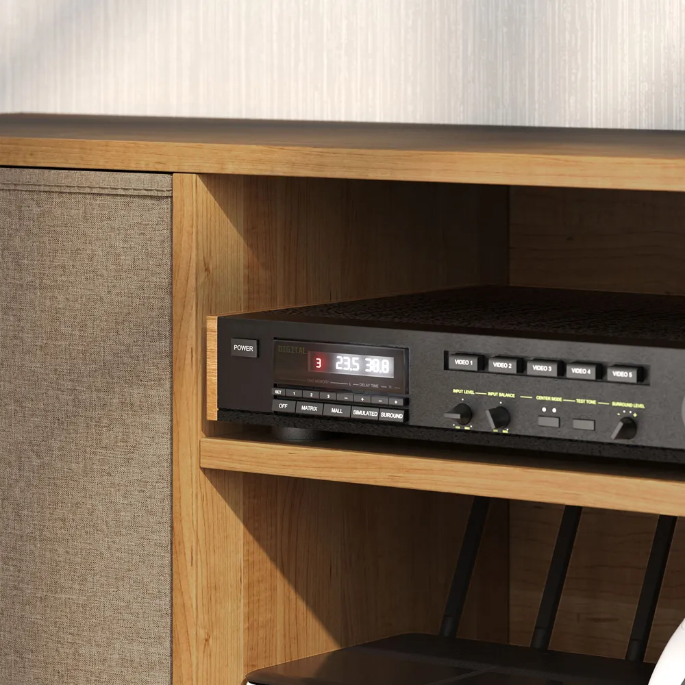 2 Drawer 2 Shelf TV Cabinet - Brown