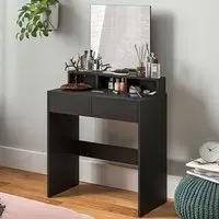 2 Drawer 3 Shelf Dressing Table with Mirror - Black