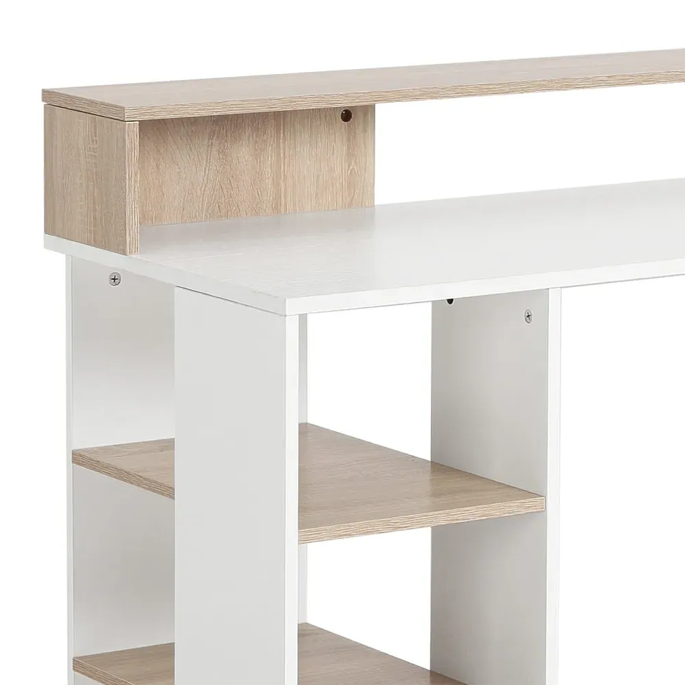 2 Drawer 3 Shelf Multi Storage Workstation Desk - White, Oak