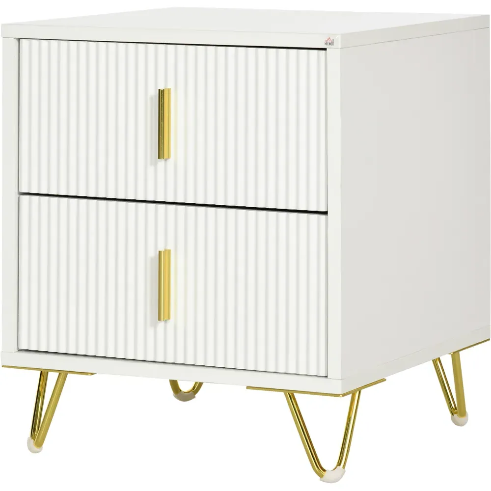 2 Drawer Bedside Table - White