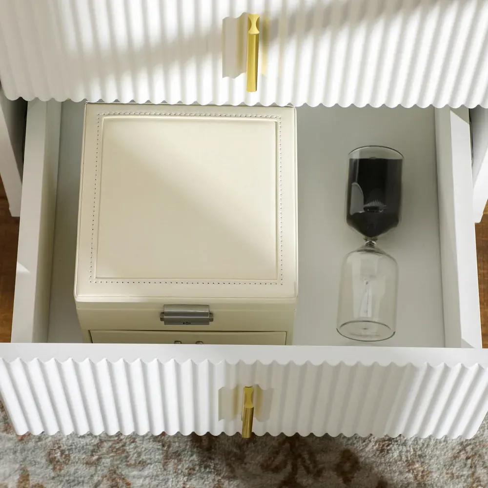 2 Drawer Bedside Table - White