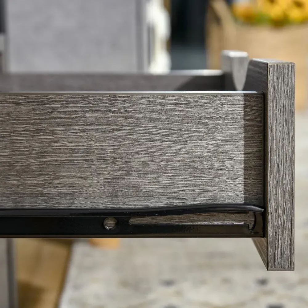 2 Drawer Bedside Table with Shelf - Grey