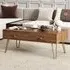 2 Drawer Coffee Table with Steel Base - Brown
