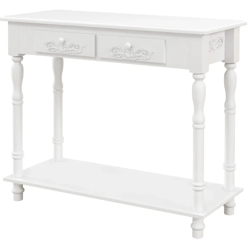 2 Drawer Console Table with Shelf - White, MDF
