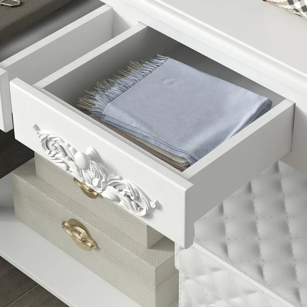 2 Drawer Console Table with Shelf - White, MDF